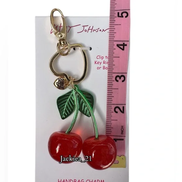 💙 Betsey Johnson Cherry Keychain - Red and Green - Picture 4 of 4